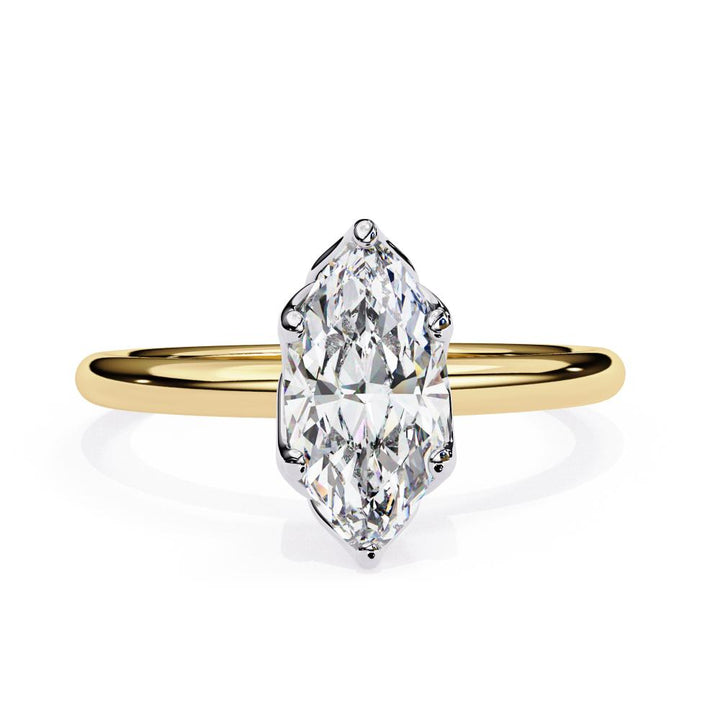 Marquise Solitaire with Lotus Flower Prong Engagement Ring