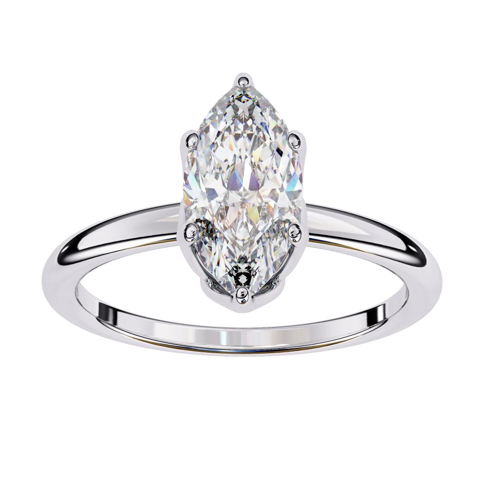 Marquise Solitaire with Lotus Flower Prong Engagement Ring