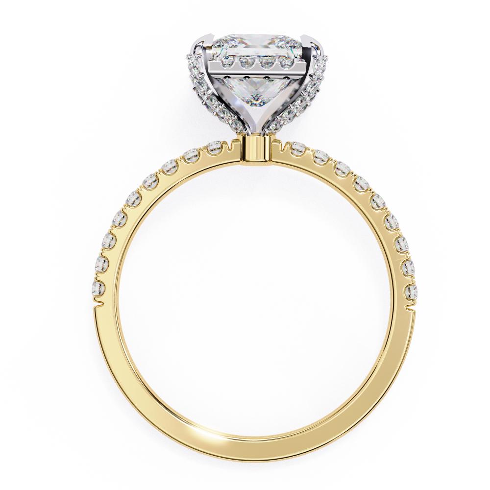 Princess Halo with Pave Band Engagement Ring