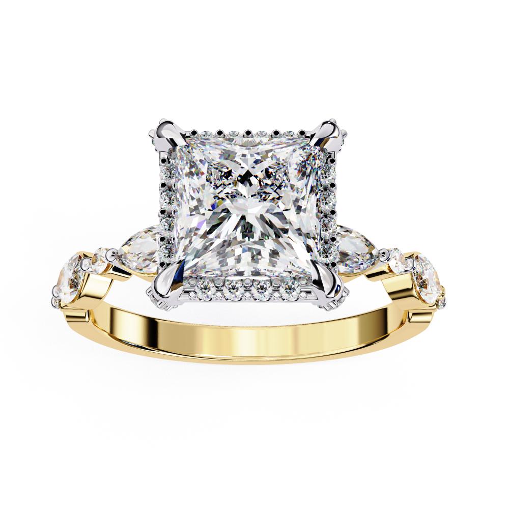 Princess Halo with Accent Stone Engagement Ring