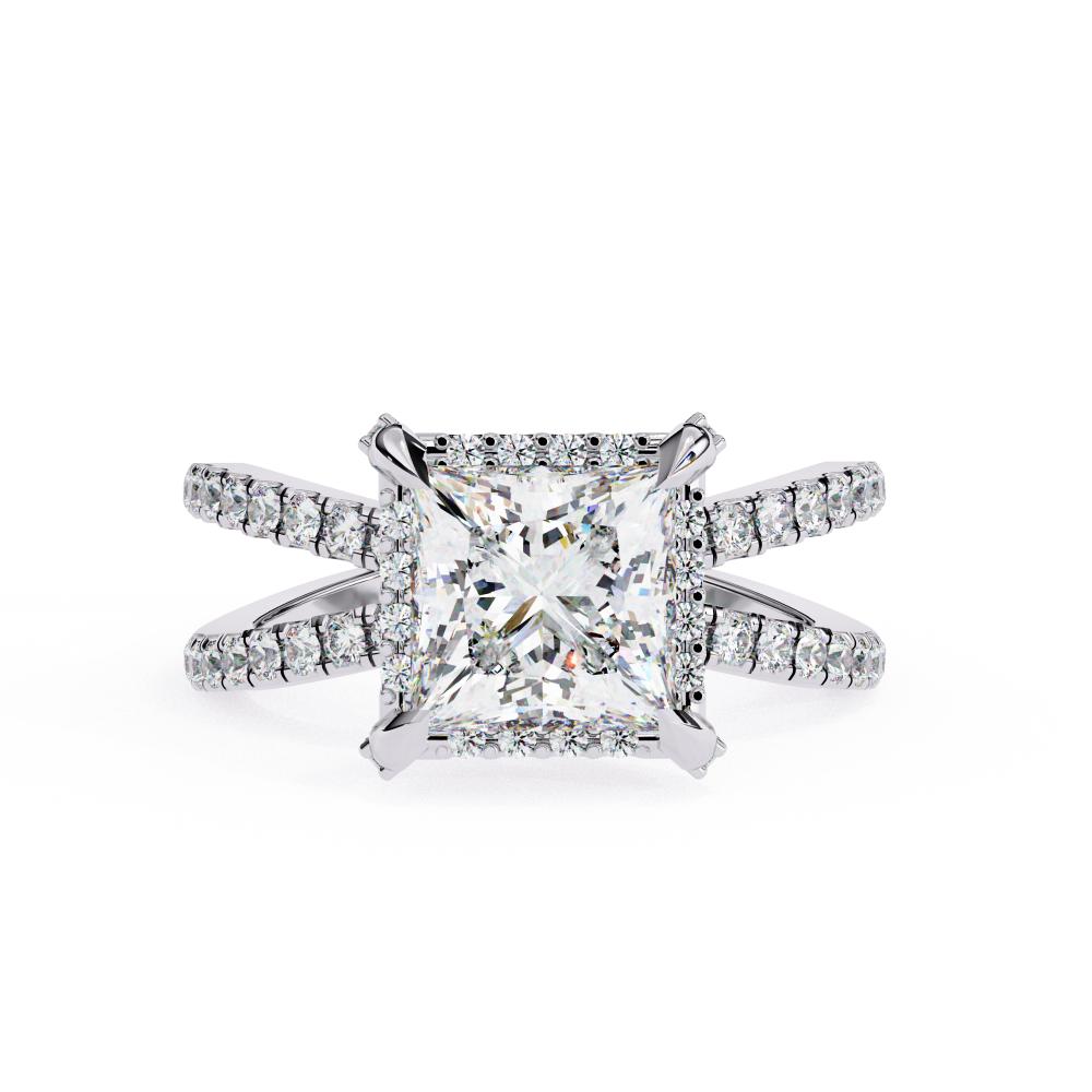 Princess Halo with Split Shank Engagement Ring