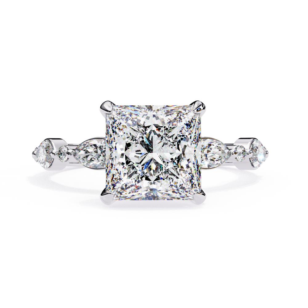 Princess Hidden Halo with Accent Stone Engagement Ring