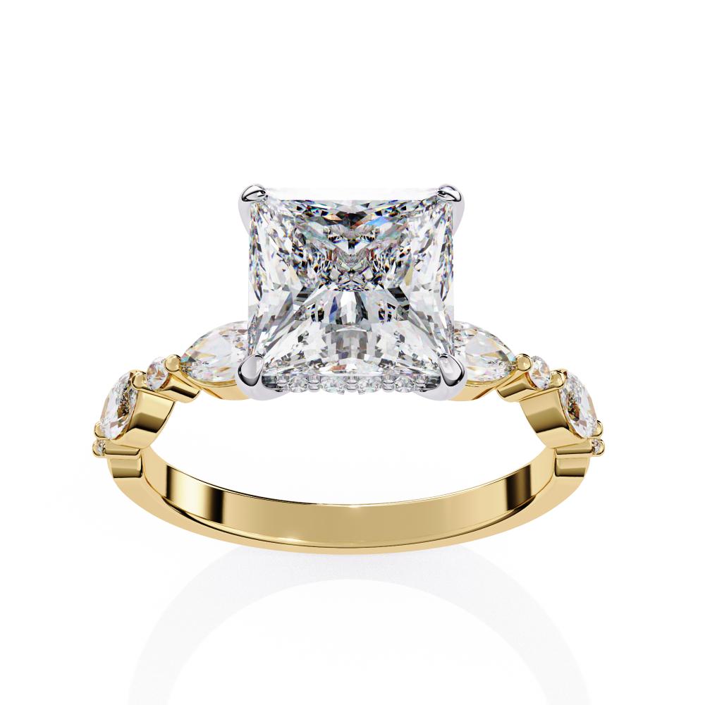 Princess Hidden Halo with Accent Stone Engagement Ring