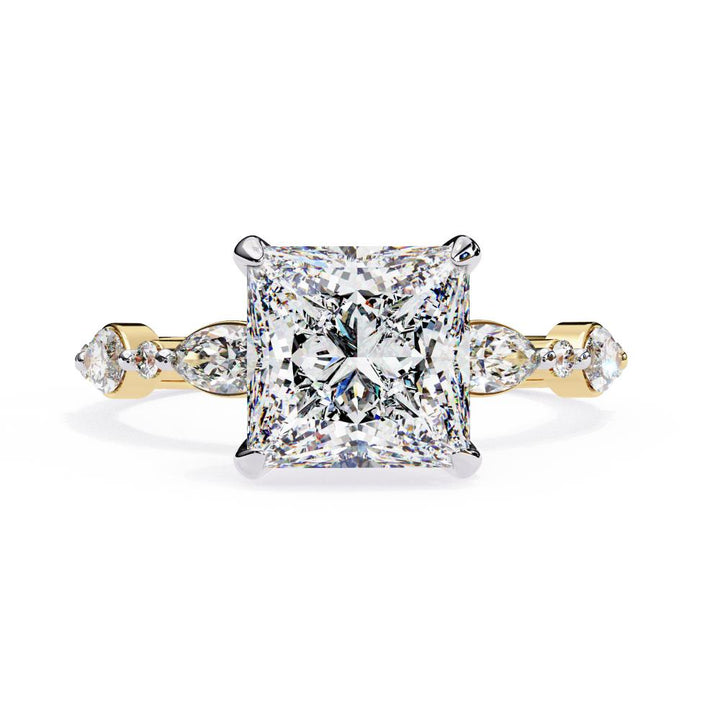 Princess Hidden Halo with Accent Stone Engagement Ring