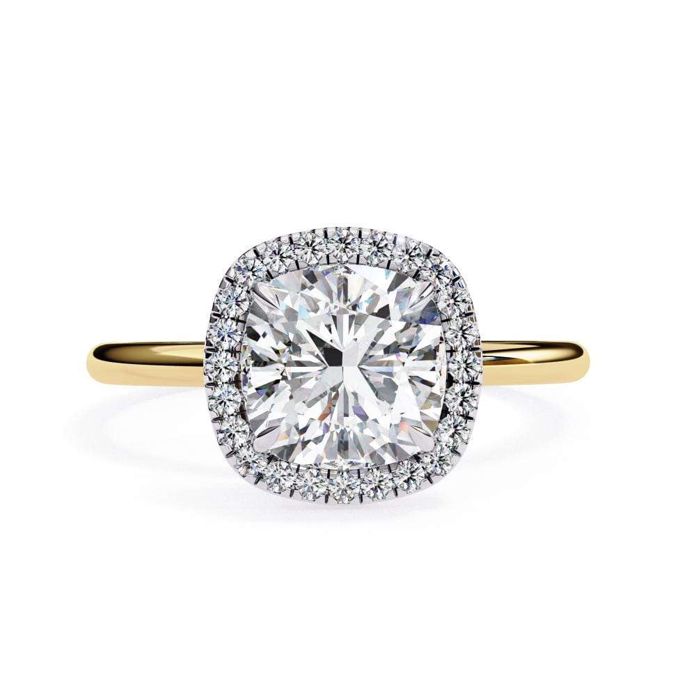 Cushion Solitaire With Halo Engagement Ring
