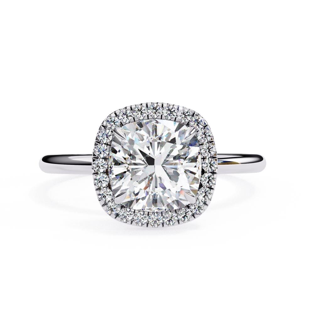 Cushion Solitaire With Halo Engagement ring
