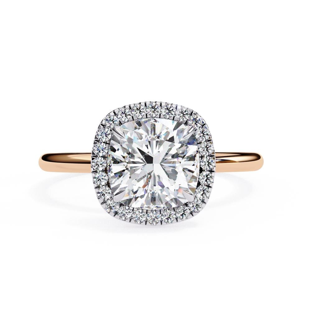 Cushion Solitaire With Halo Engagement ring