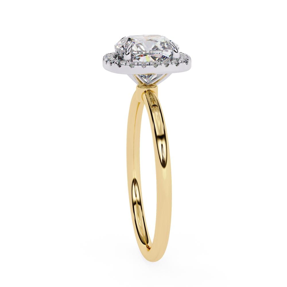 Cushion Solitaire With Halo Engagement ring