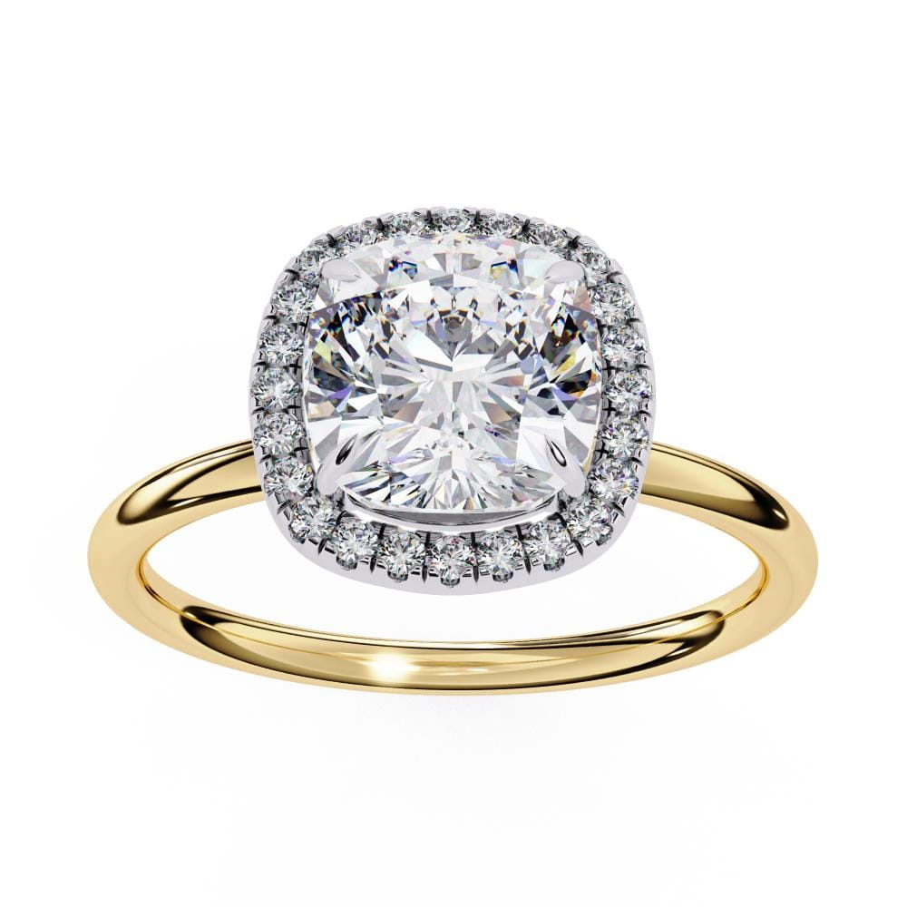 Cushion Solitaire With Halo Engagement ring