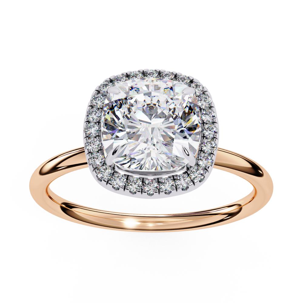Cushion Solitaire With Halo Engagement ring