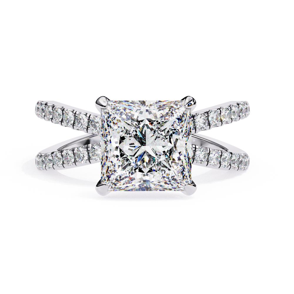 Princess Hidden Halo with Split Shank Engagement Ring