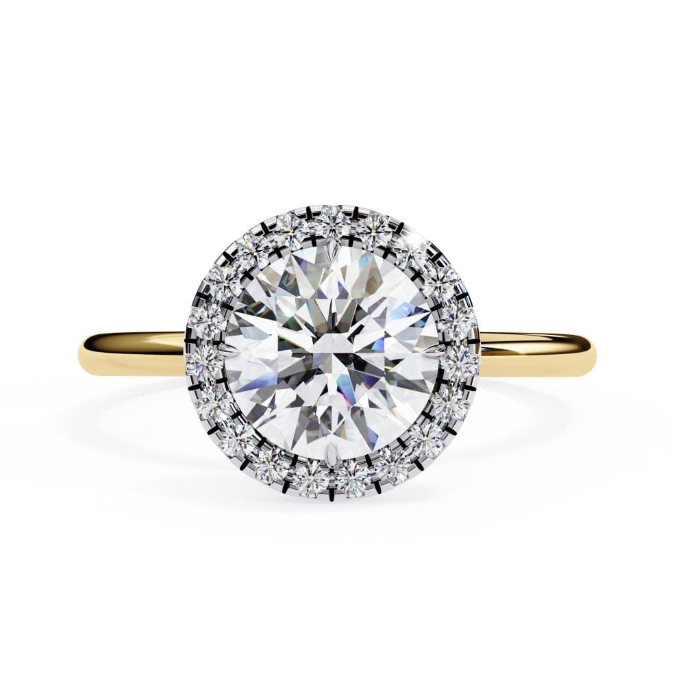round solitaire halo engagement rings