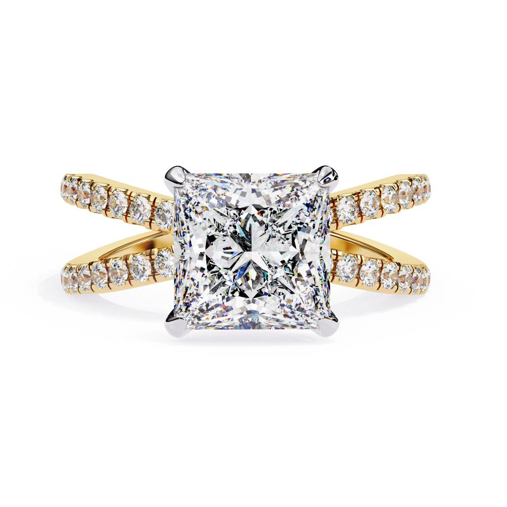Princess Hidden Halo with Split Shank Engagement Ring