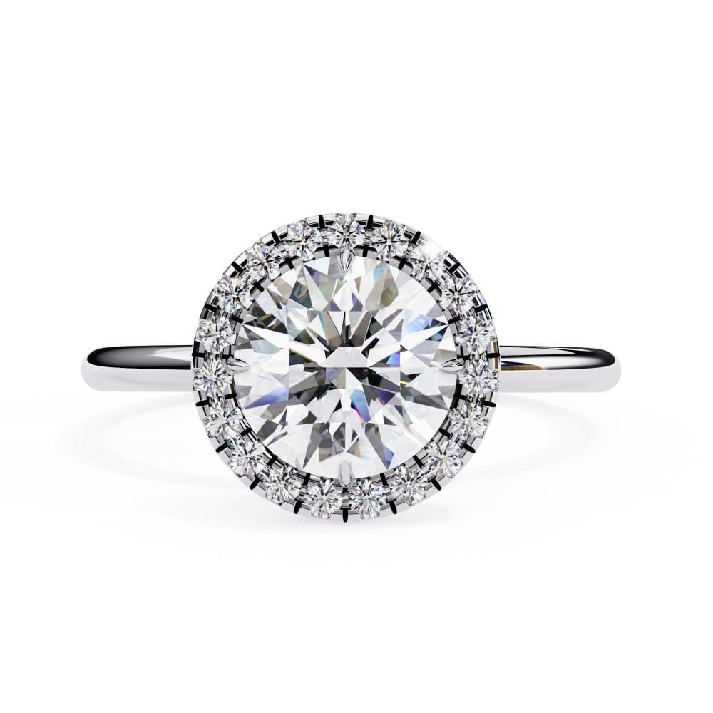 Round Solitaire with Halo Engagement ring