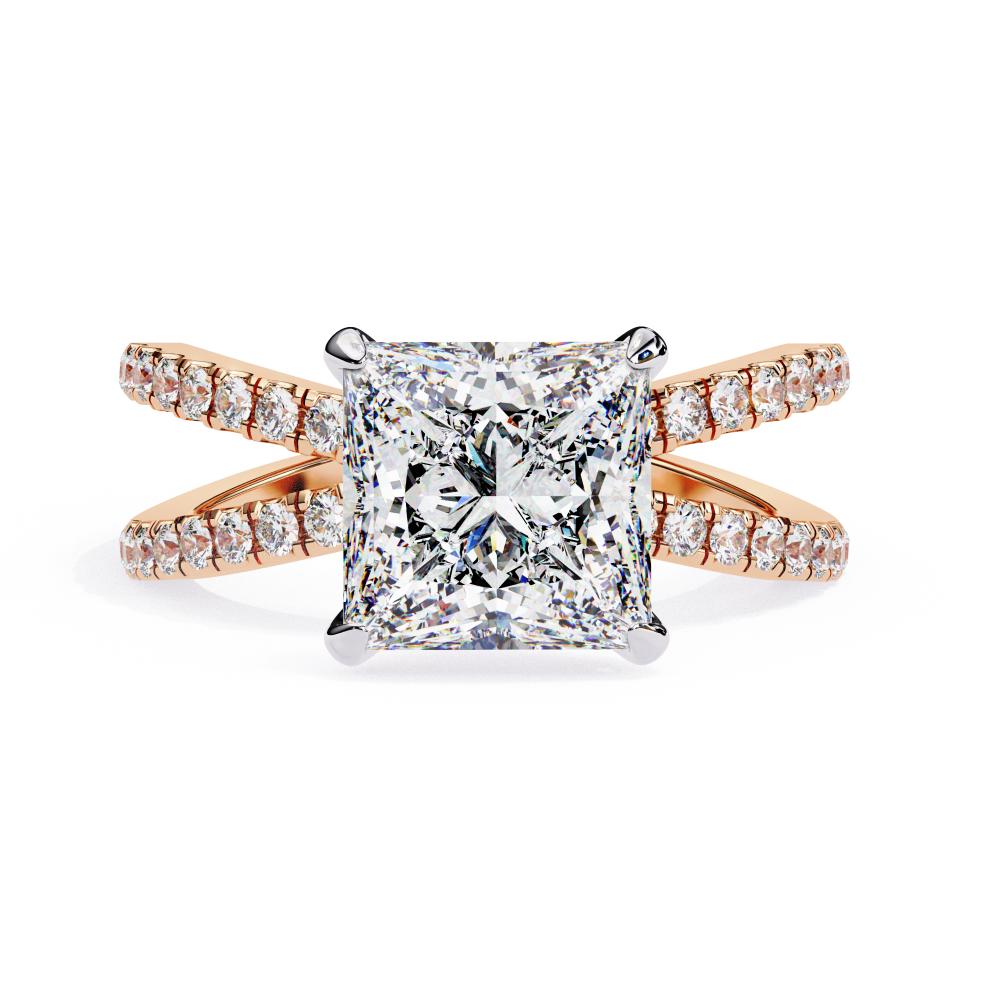 Princess Hidden Halo with Split Shank Engagement Ring