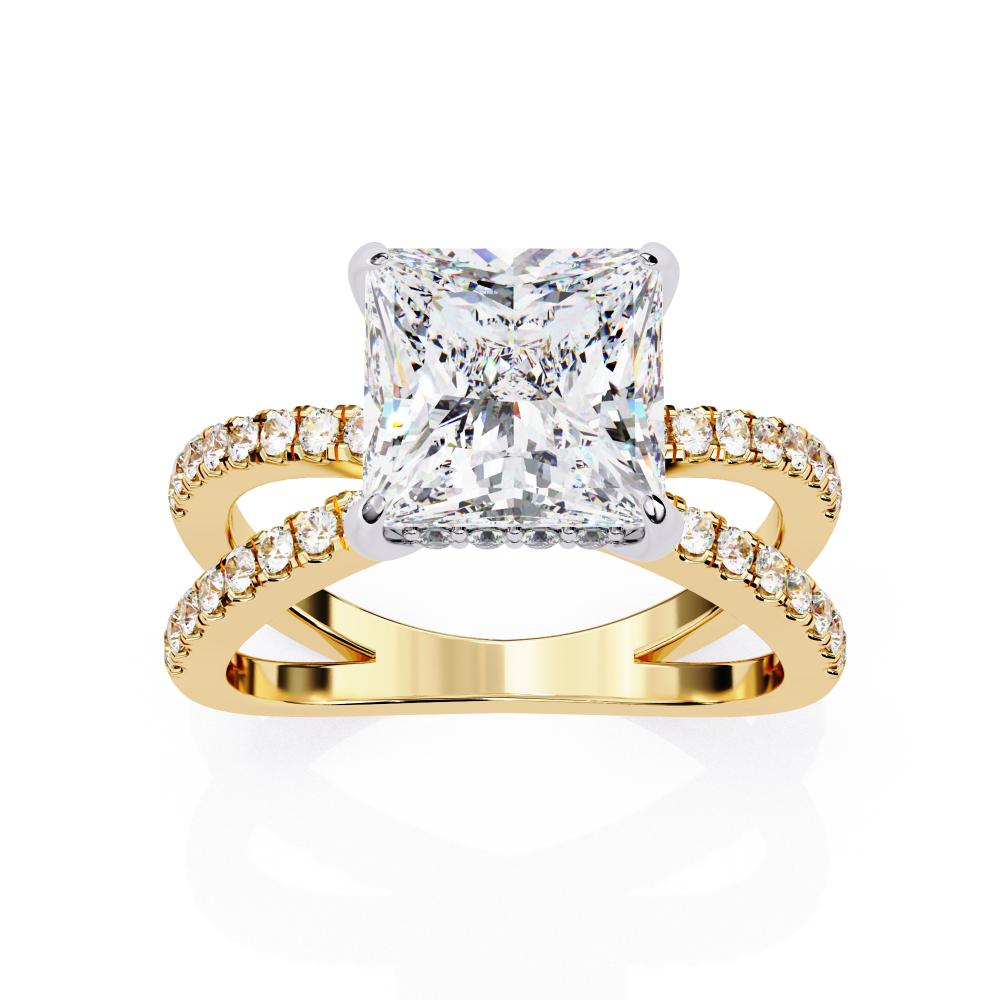 Princess Hidden Halo with Split Shank Engagement Ring