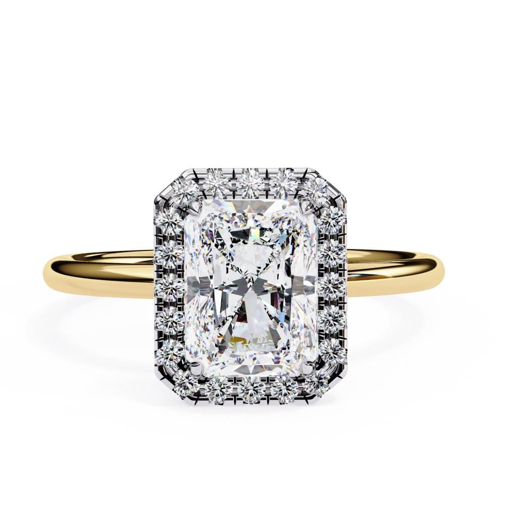 Radiant Solitaire with Halo Engagement ring