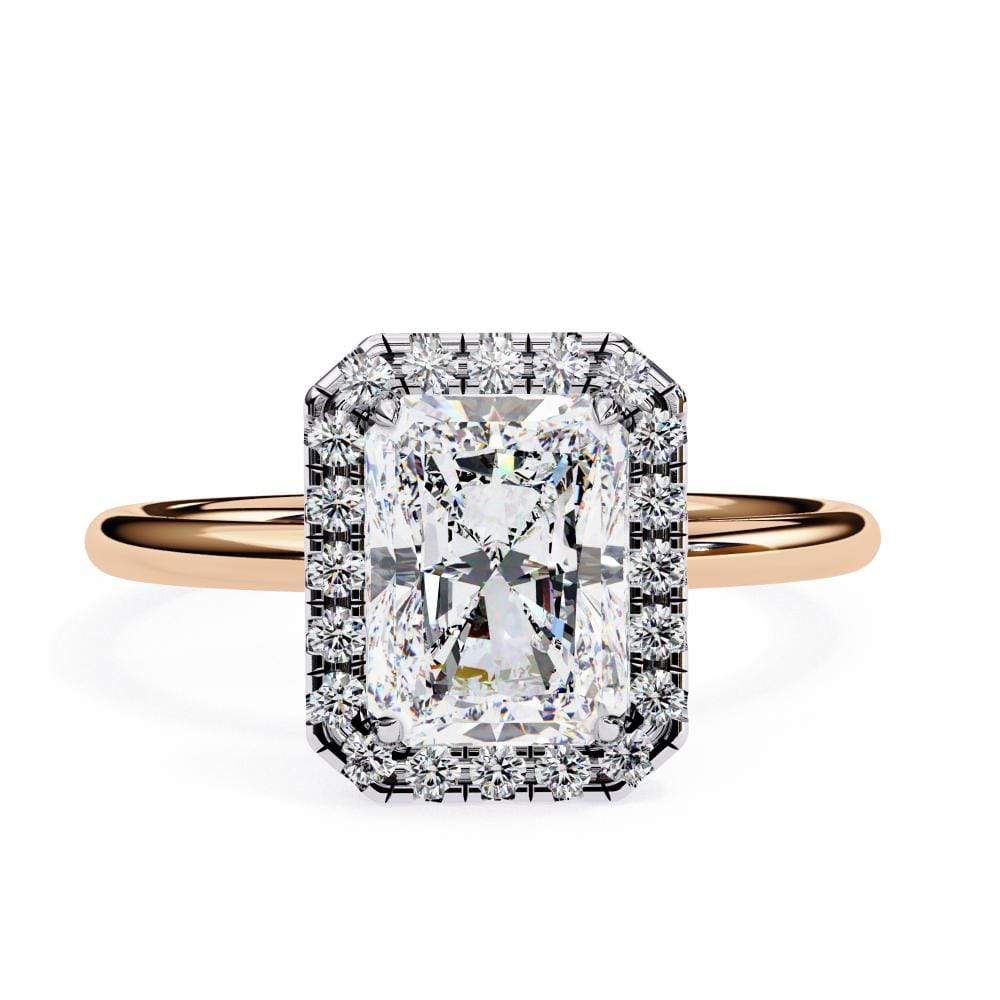 Radiant Solitaire with Halo Engagement ring