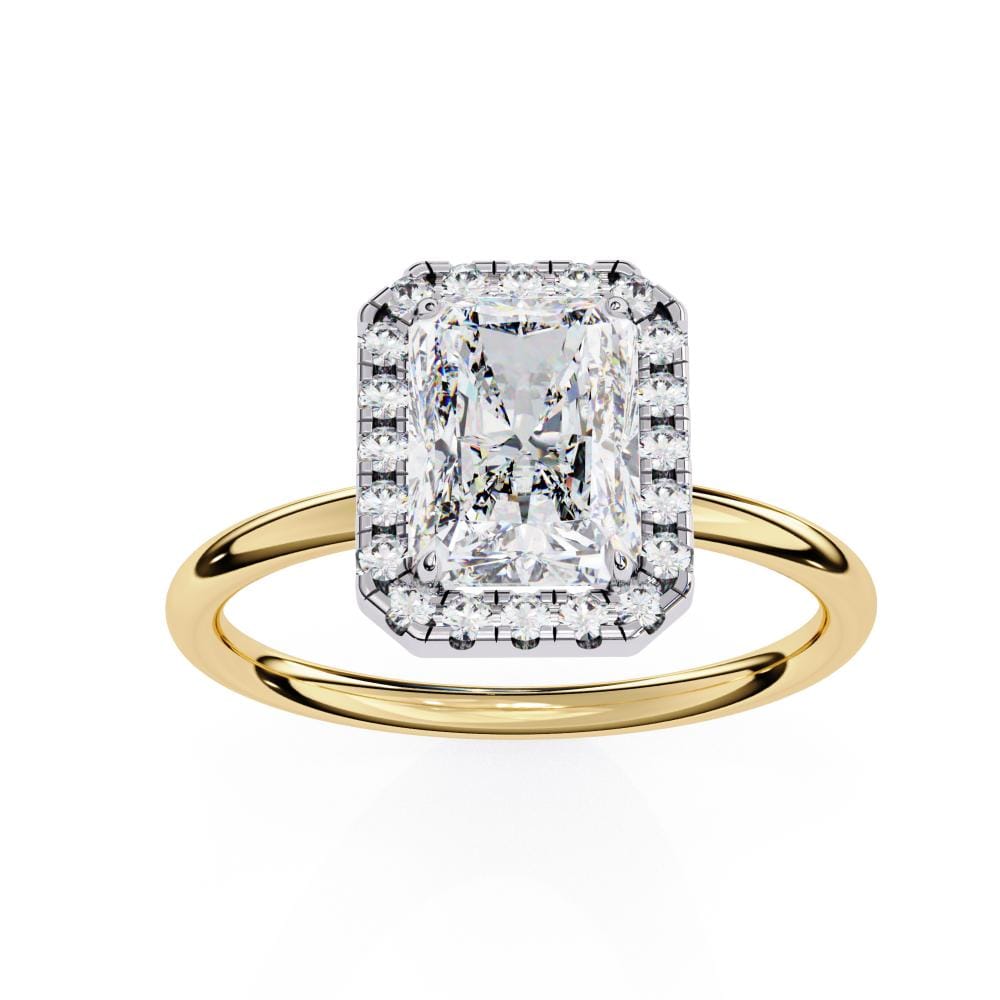 Radiant Solitaire with Halo Engagement ring