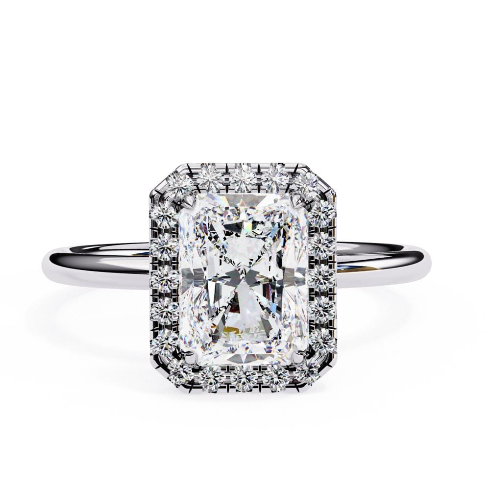 Radiant Solitaire with Halo Engagement ring