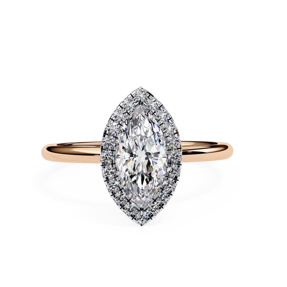 Marquise Solitaire with Halo Engagement ring