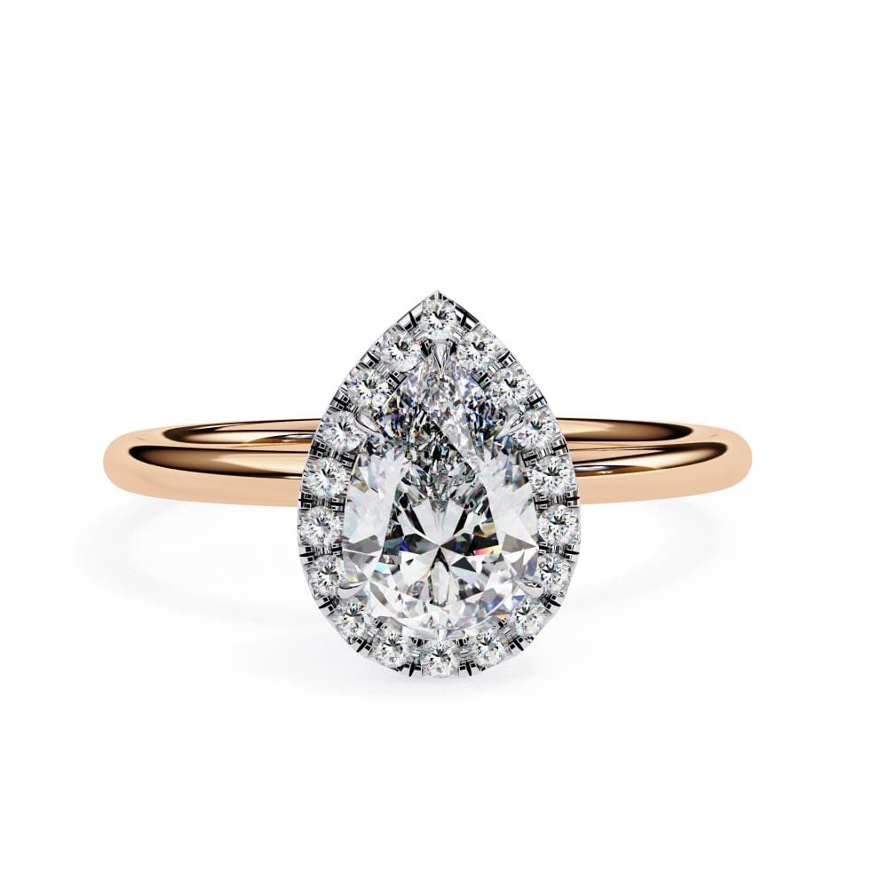 Pear Solitaire with Halo Engagement ring