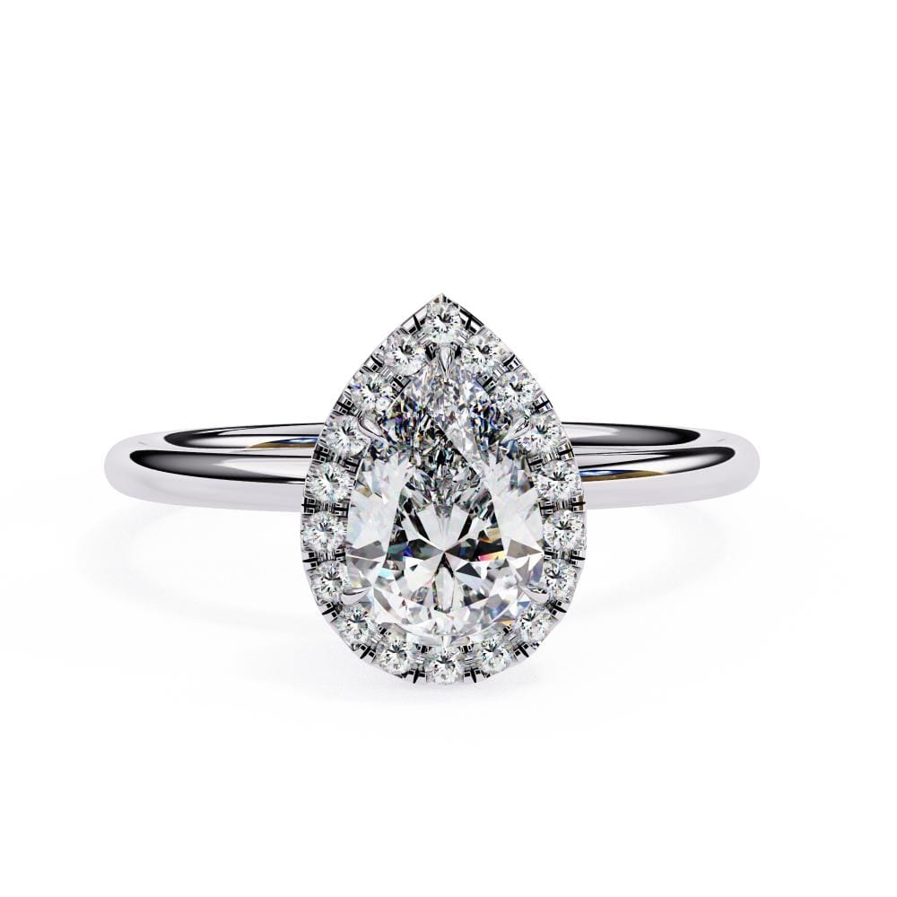 Pear Solitaire with Halo Engagement ring