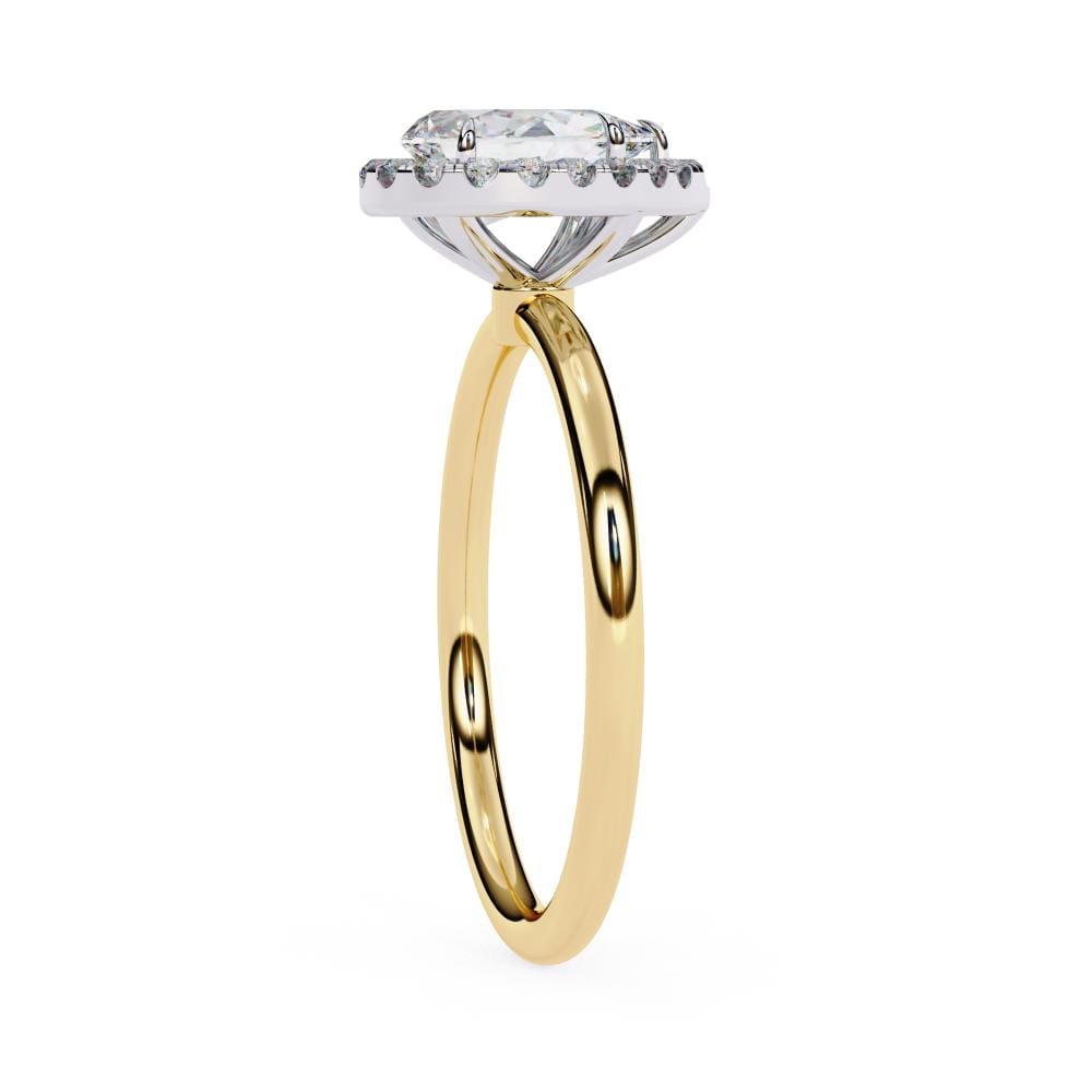 Pear Solitaire with Halo Engagement ring