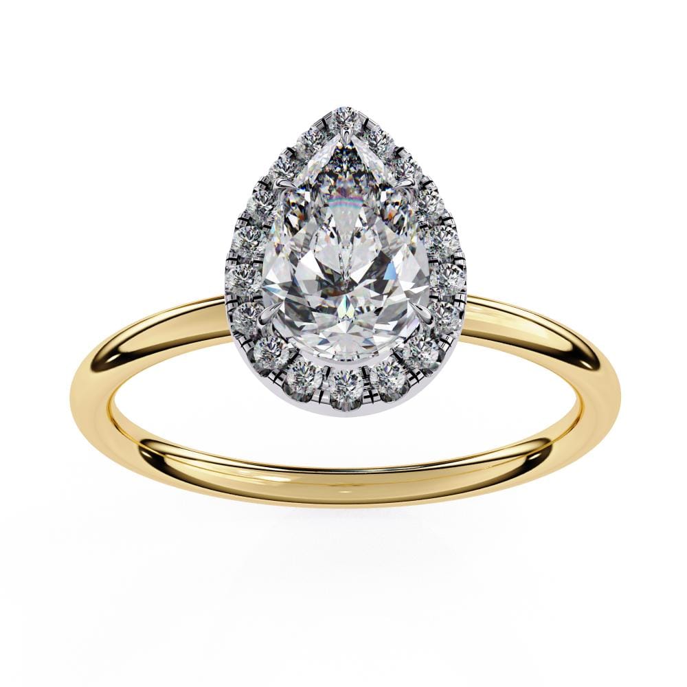 Pear Solitaire with Halo Engagement ring