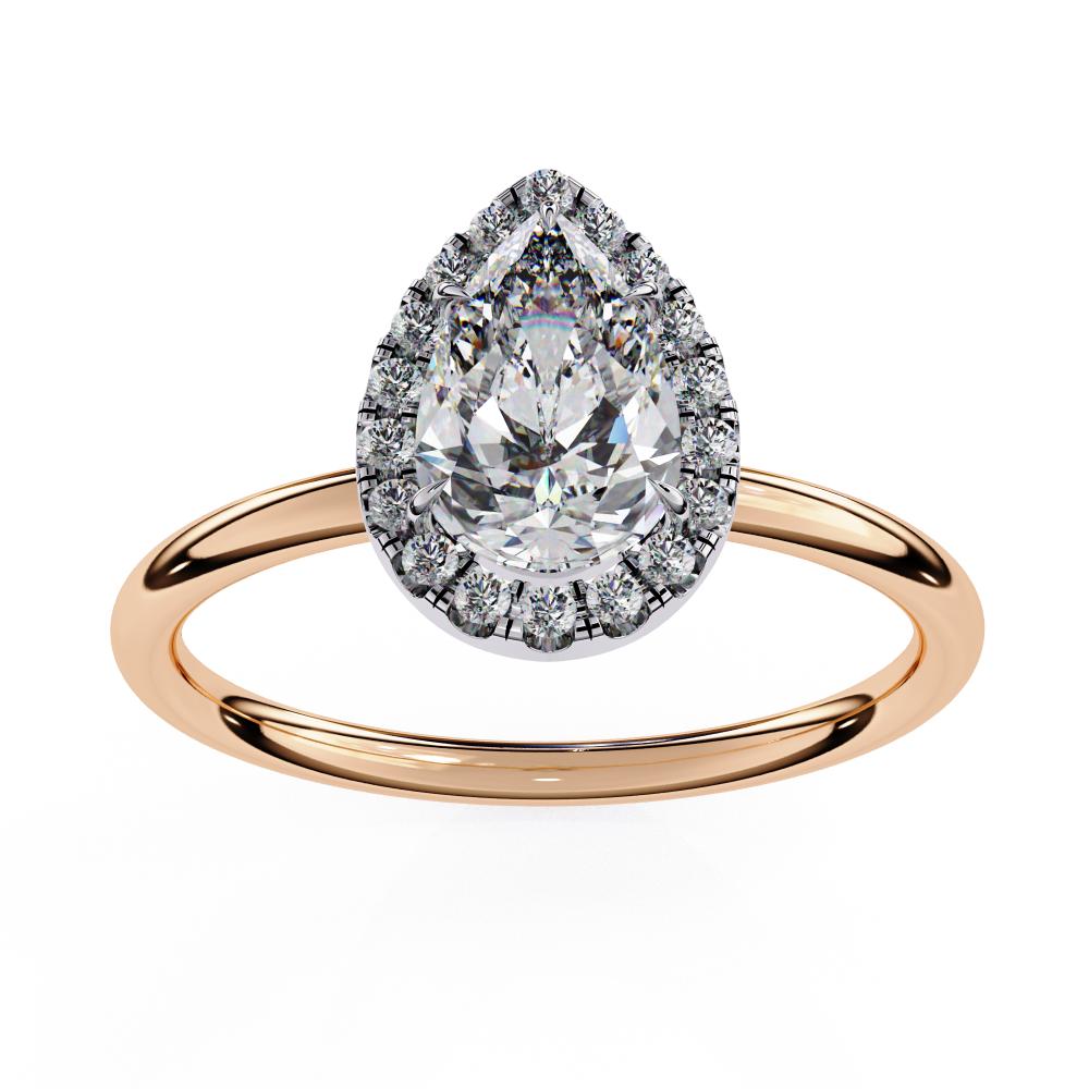 Pear Solitaire with Halo Engagement ring