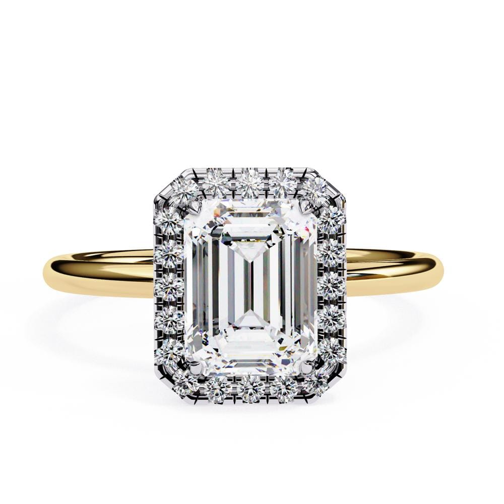 emerald cut Solitaire ring with halo