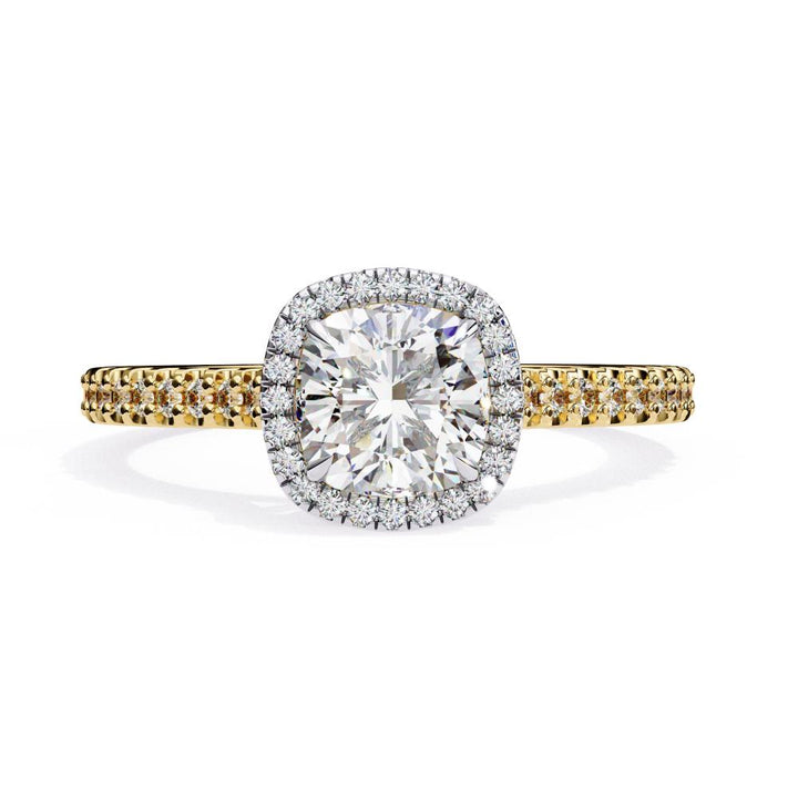 Cushion Halo with Cathedral Engagement Ring