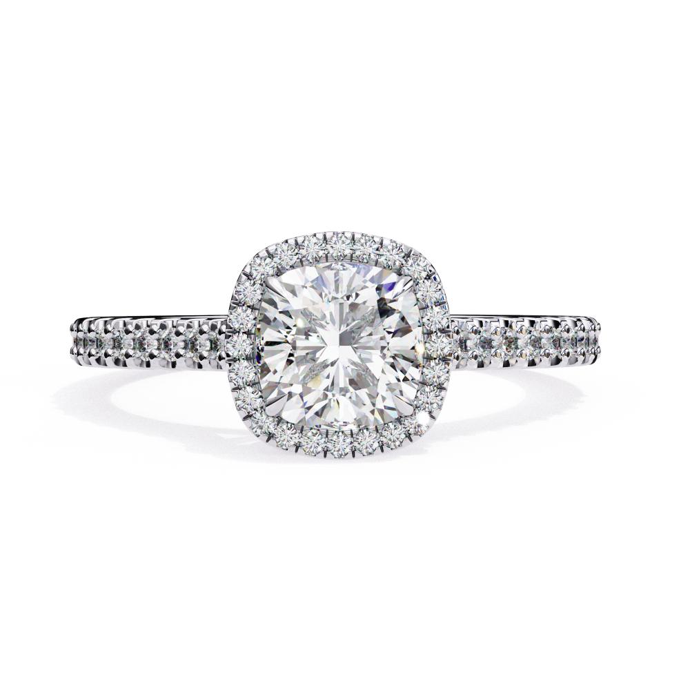 Cushion Halo with Cathedral Engagement Ring
