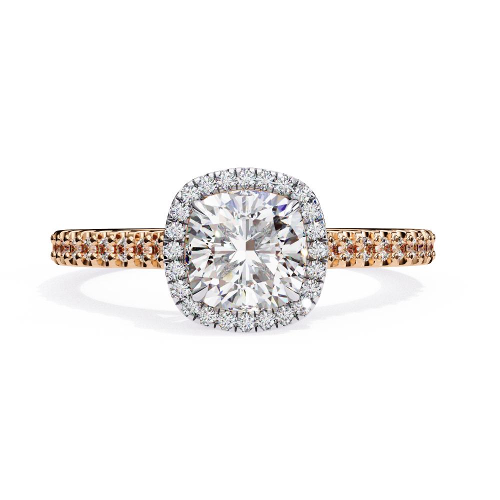 Cushion Halo with Cathedral Engagement Ring