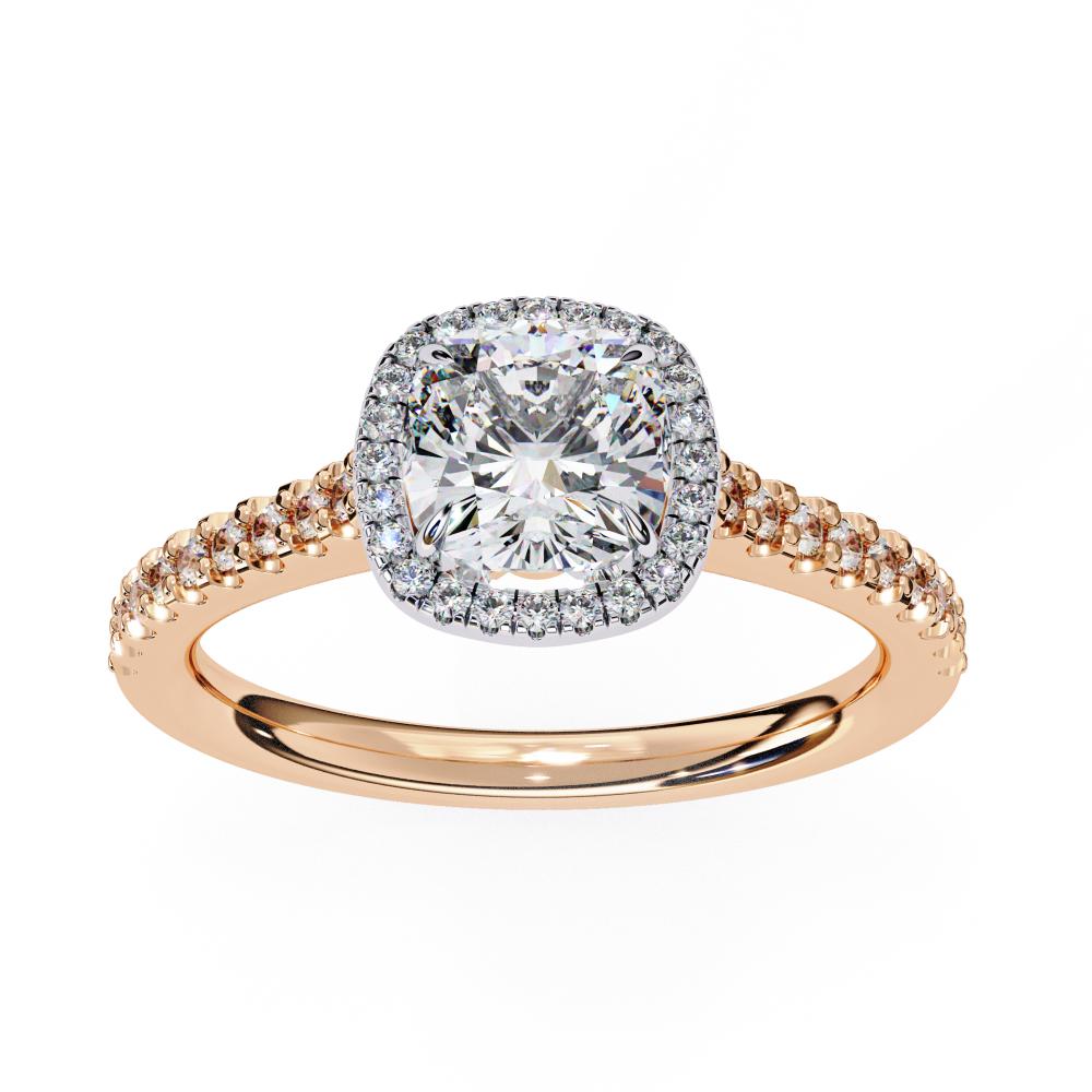 Cushion Halo with Cathedral Engagement Ring