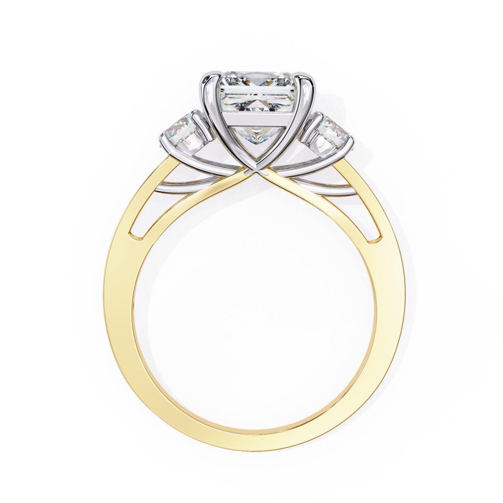 Princess with Round Three Stone Engagement Ring