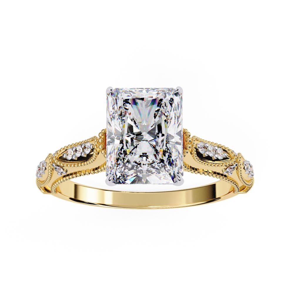 Radiant Cathedral with Traditional Milgrain Engagement Ring