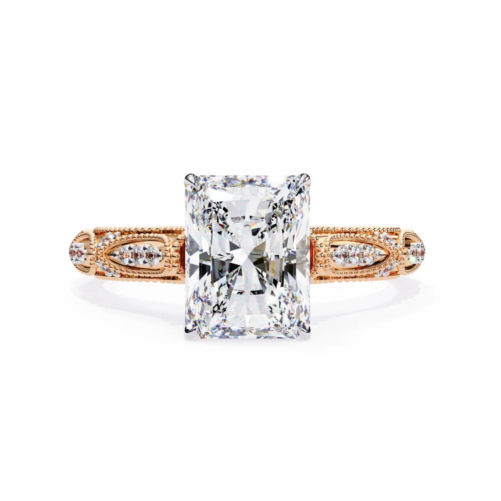 Radiant Cathedral with Traditional Milgrain Engagement Ring