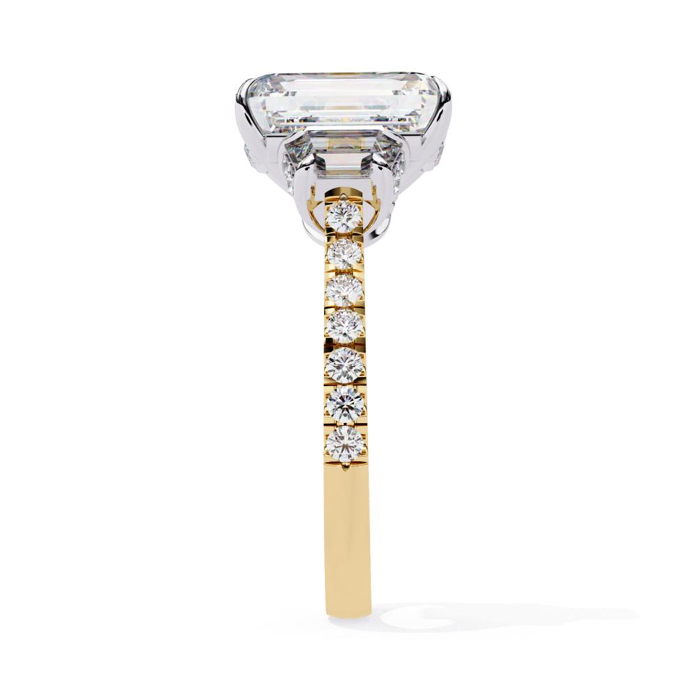 Emerald Three Stone with Accent Engagement Ring