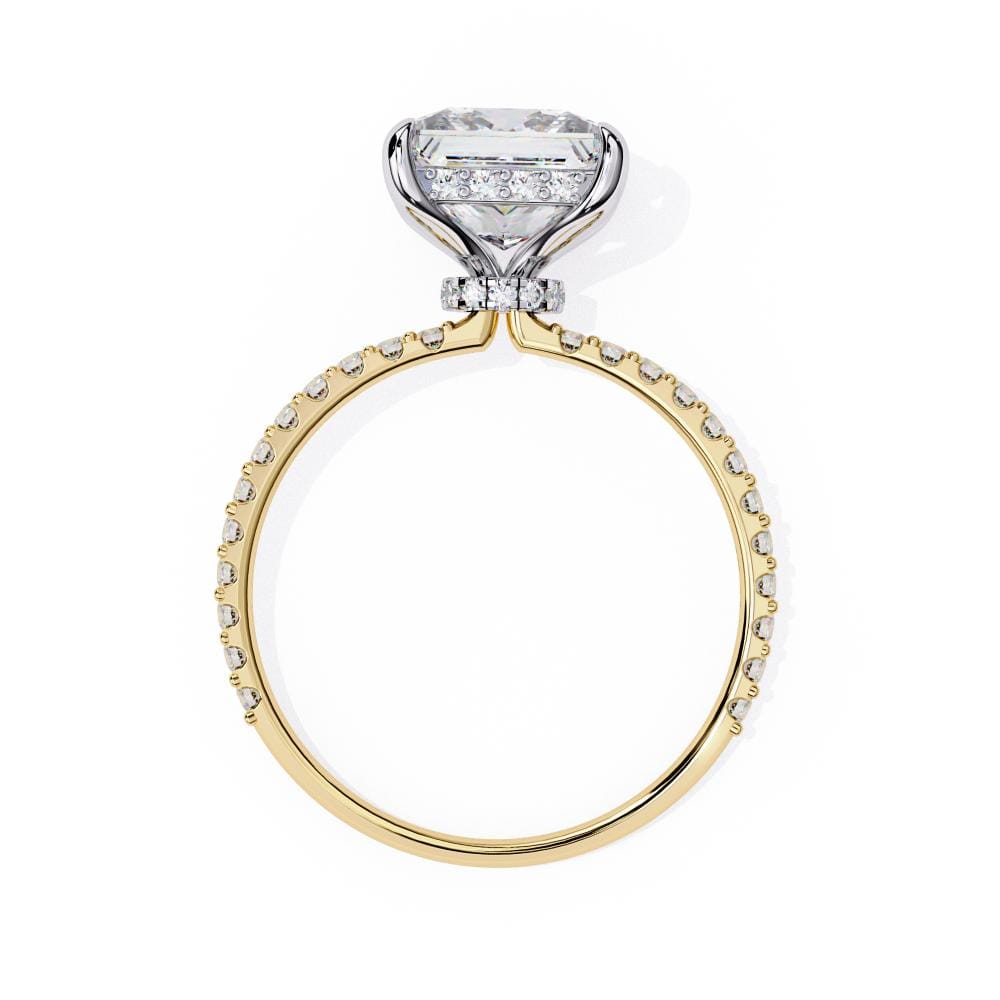 Princess Hidden Halo with Pave Engagement ring