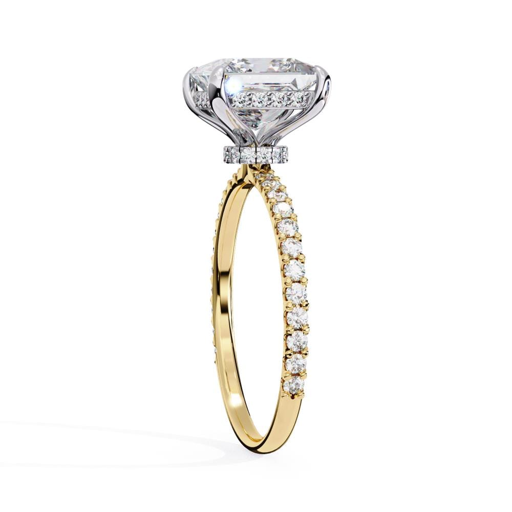 Princess Hidden Halo with Pave Engagement ring