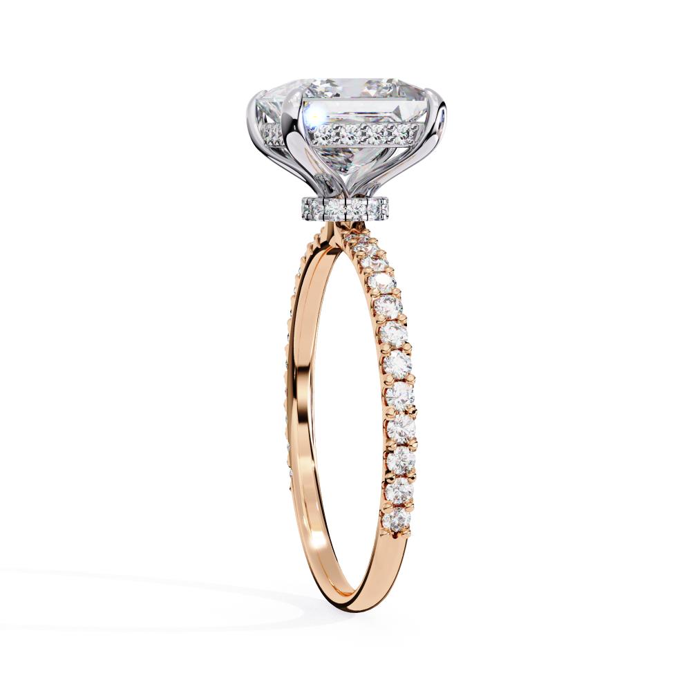 Princess Hidden Halo with Pave Engagement ring