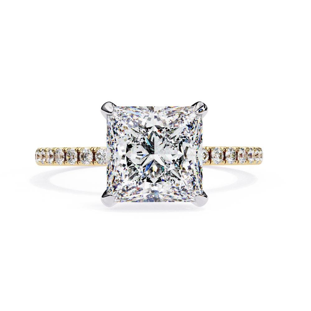 Princess Hidden Halo with Pave Band Engagement Ring