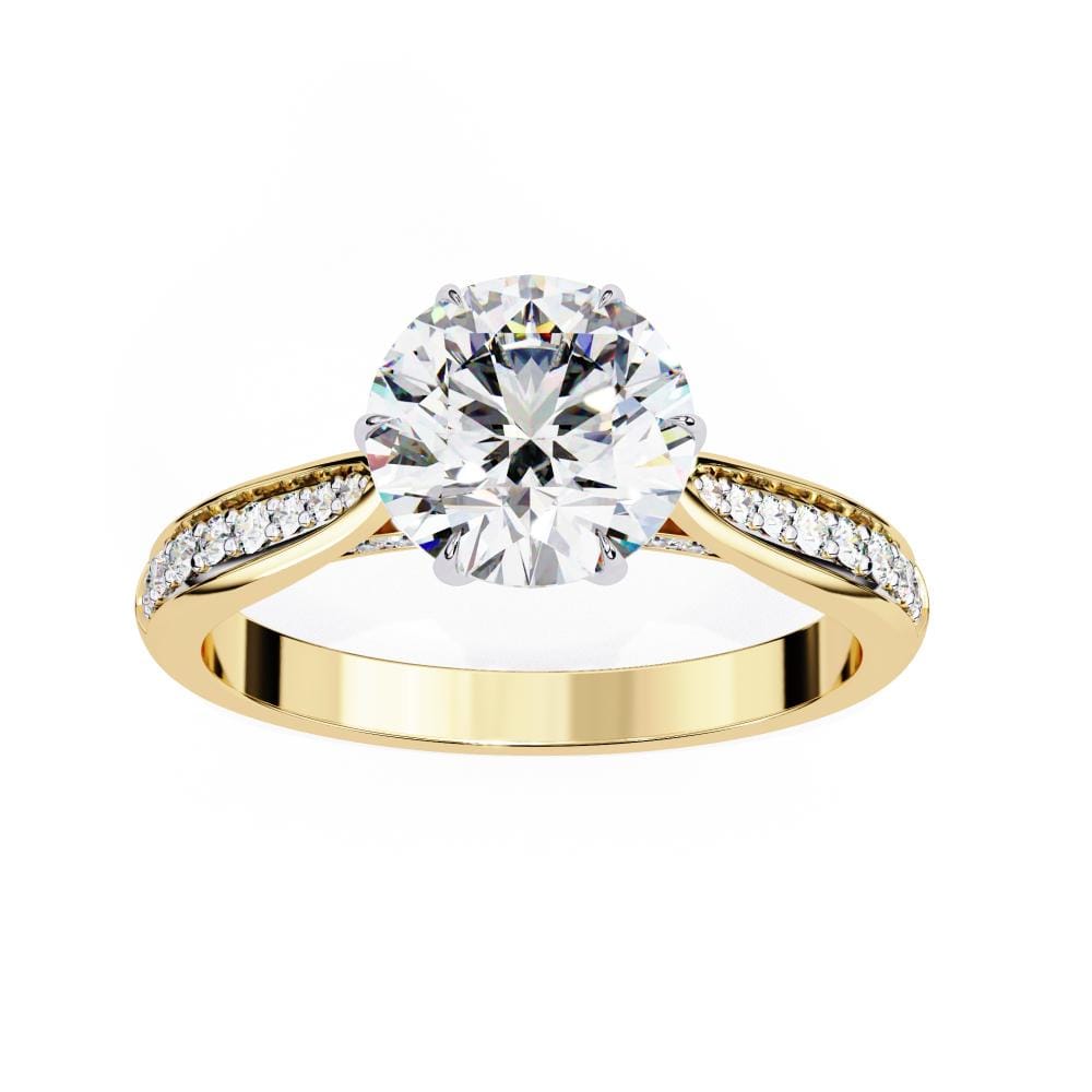 Round Hidden Accent with Pointer Band Engagement ring
