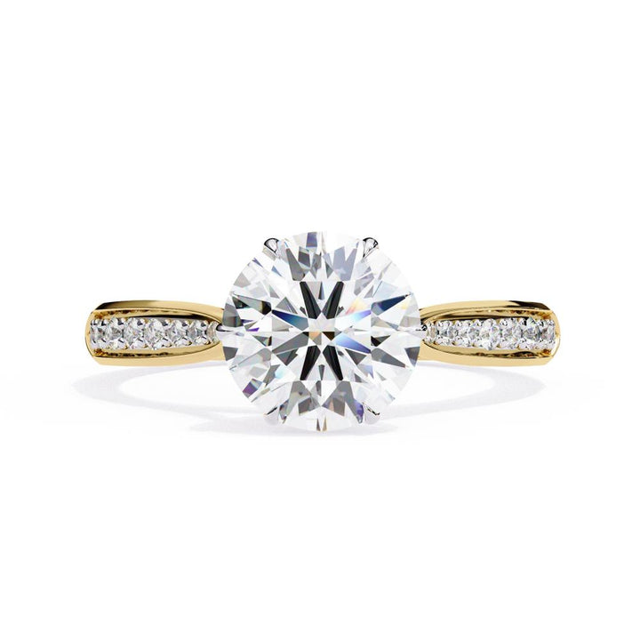 Round Hidden Accent with Pointer Band Engagement ring