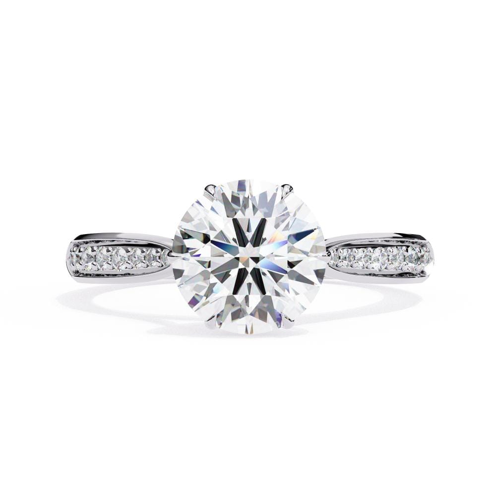 Round Hidden Accent with Pointer Band Engagement ring