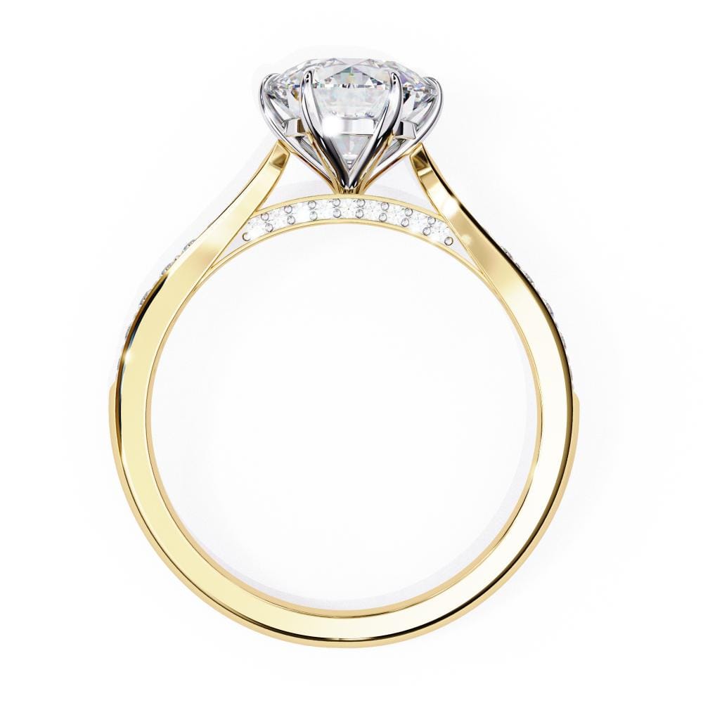 Round Hidden Accent with Pointer Band Engagement ring