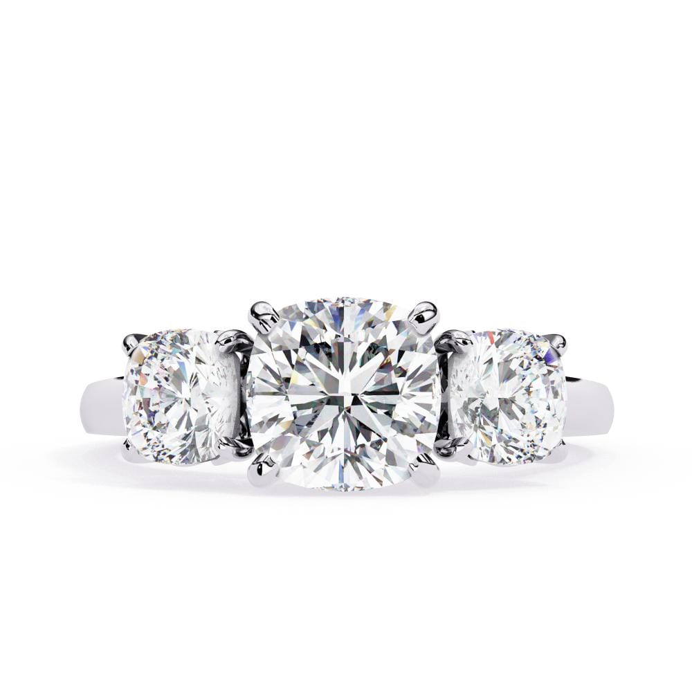 Cushion Three Stone Engagement ring
