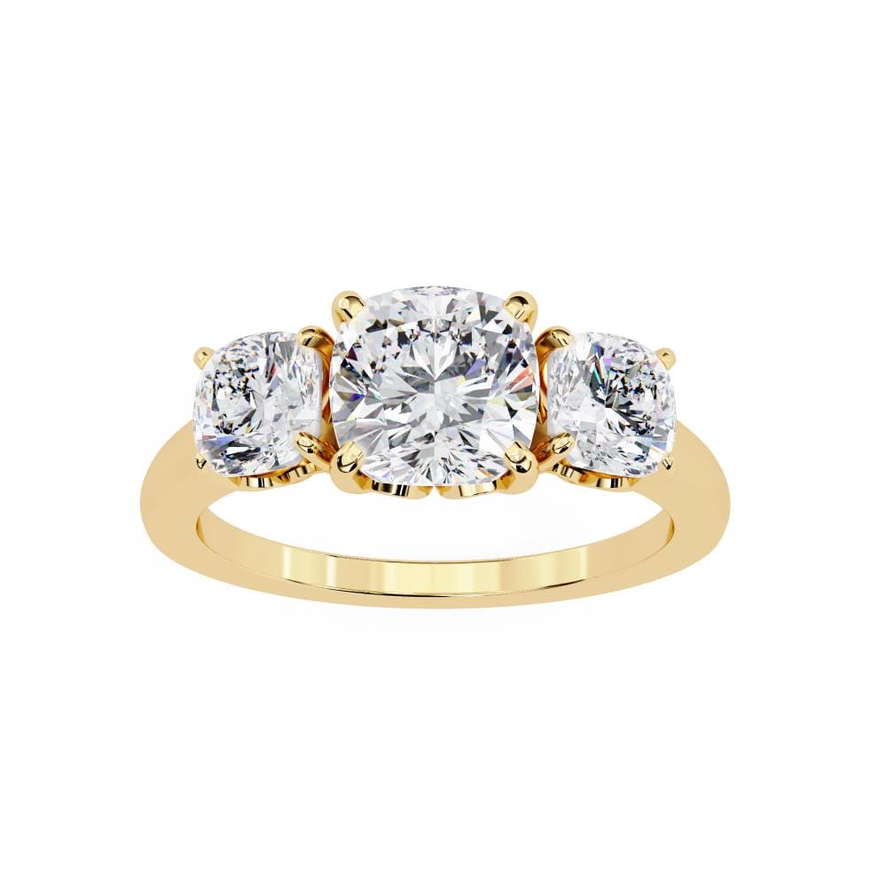 Cushion Three Stone Engagement ring