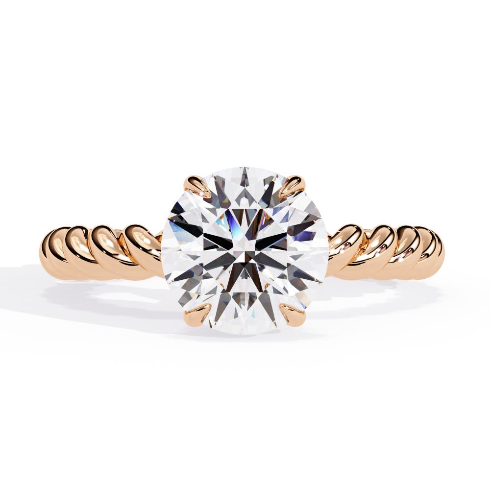 Round Solitaire with Rope Band Engagement Ring